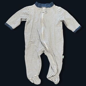 Millie & Myles 3–6M Footed Sleeper Zip Pajamas Navy Stripe Organic Style Unisex